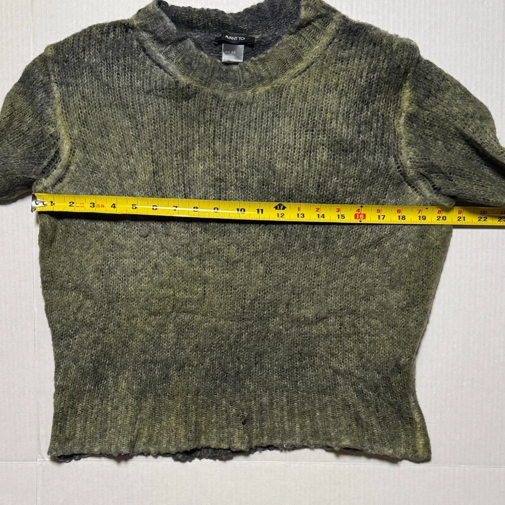 AVANTI TOI Women's Olive Green Distressed Crewneck Sweater Alpaca‎ Wool Blend XS - Picture 7 of 12